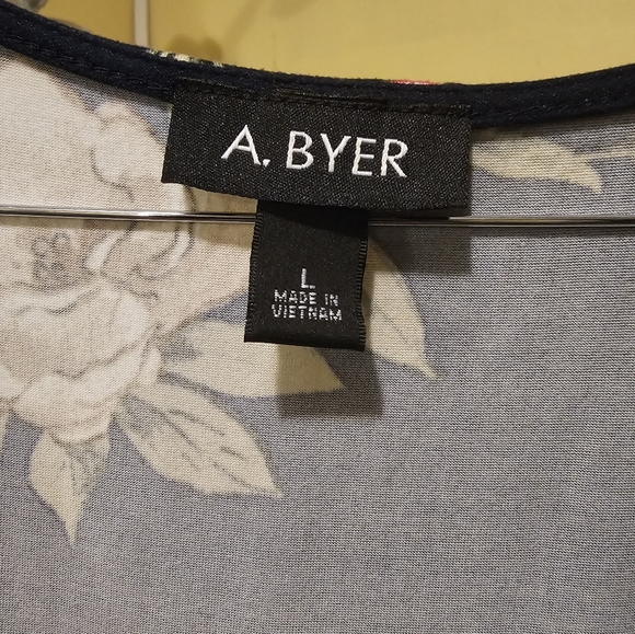 A. Byer Blue and Pink Flutter Sleeve Wrap Sundress - Picture 2 of 5